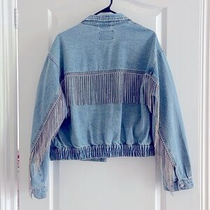 Free People Comet Rhinestone Fringe Bomber